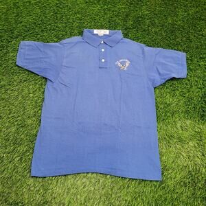 Vintage 80s US Air-Force Eagle Polo Shirt M/L 21x27 Blue